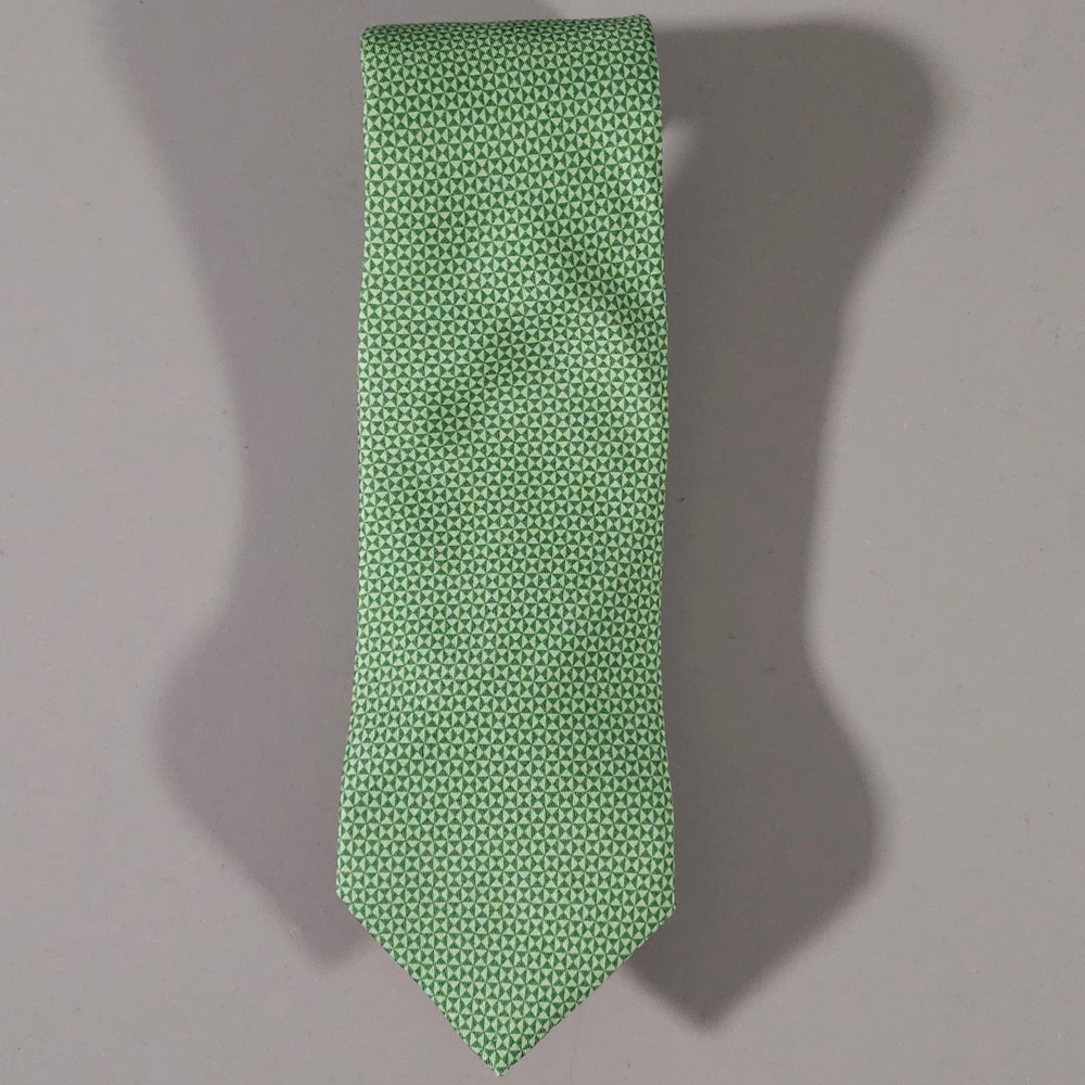 Vineyard Vines Tie Mens OS Green Geometric Silk Handmade USA Preppy Business